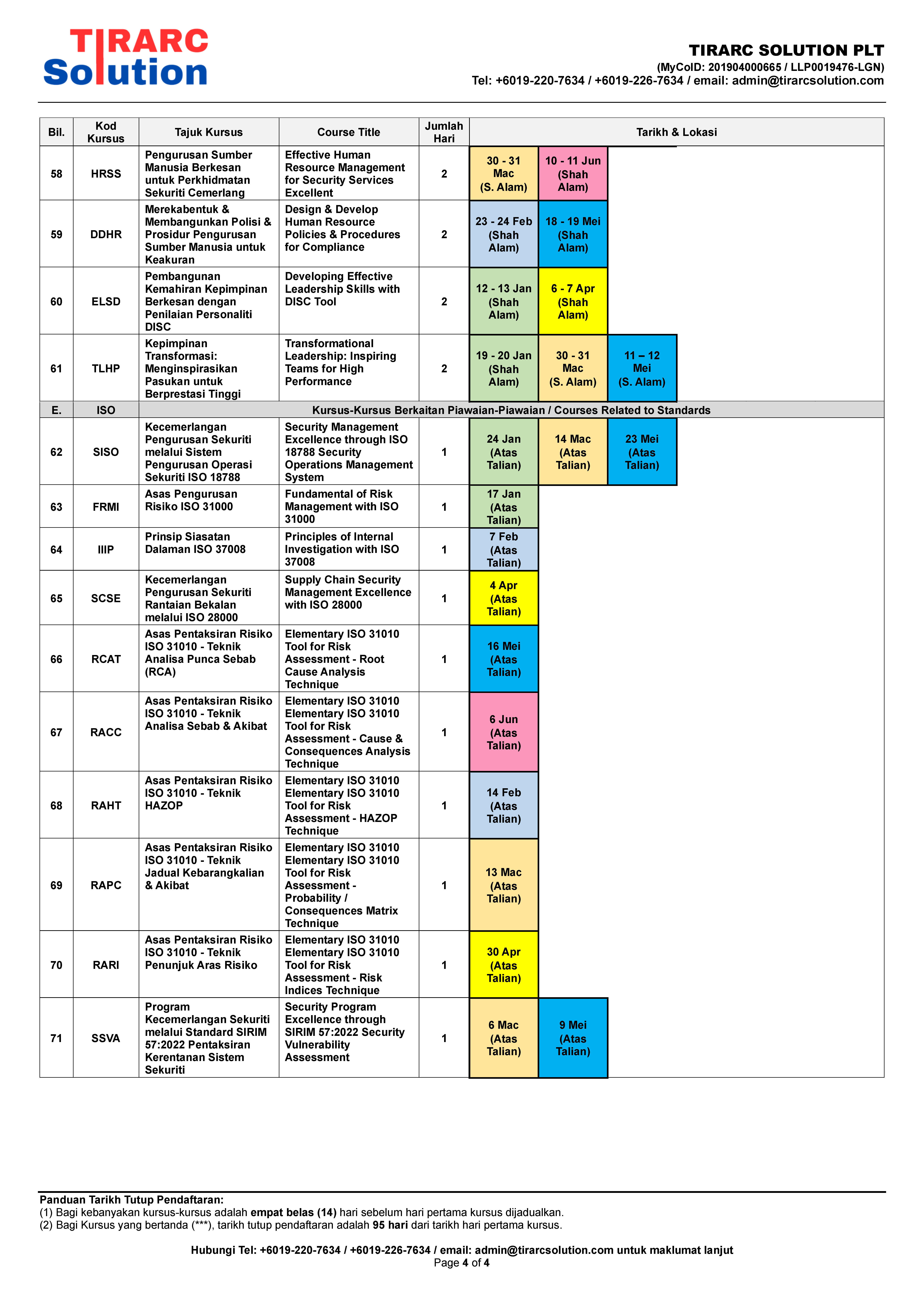 Calendar January to June 2026